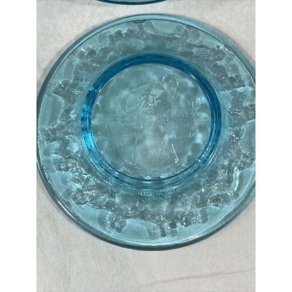 Vintage Tiara Glass Chili’s Nursery Rhyme Plates Blue Three Bears Little Bo Peep - Picture 6 of 9